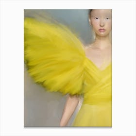 LADY GIAMBATTISTA  - fashion illustration of woman in couture yellow dress from the runway  Canvas Print