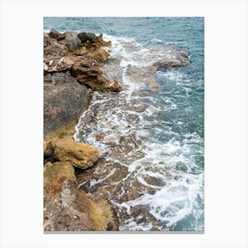 Waves and rocky shore, Mediterranean coast Canvas Print