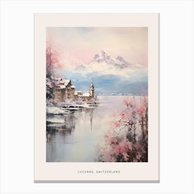 Dreamy Winter Painting Poster Lucerne Switzerland 3 Canvas Print