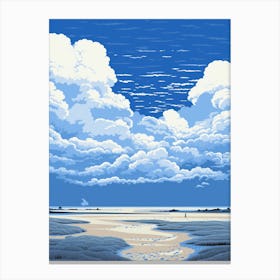 A Screen Print Of Holkham Bay Beach Norfolk 1 Canvas Print