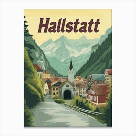 Aihrgdesign A Retro Travel Poster For Hallstatt Featuring The 8aed9791 1ef8 4dd0 8542 4782b904d5cf 0 Canvas Print