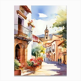 Watercolor Of A Street Canvas Print