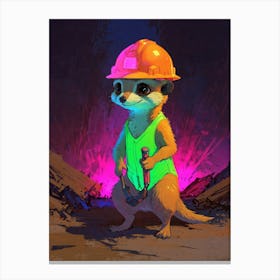 Meerkat In Hard Hat 1 Canvas Print