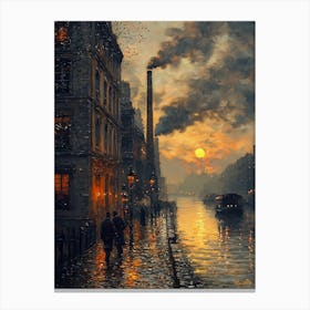 Paris At Dusk, Impressionist Oil Painting – Inspired by van Gogh Canvas Print