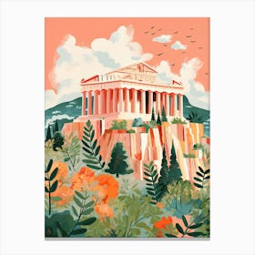 The Parthenon   Nashville, Usa   Cute Botanical Illustration Travel 0 Canvas Print