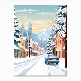 Vintage Winter Travel Illustration Leavenworth Washington 1 Canvas Print