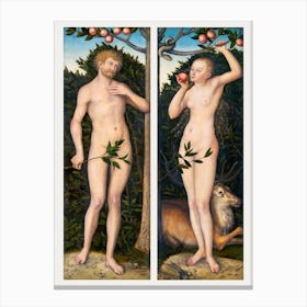 Adam And Eve, Lucas Cranach Canvas Print
