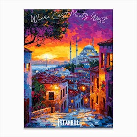 Istanbul City Skyline, abstract cubism vibrant Poster Canvas Print