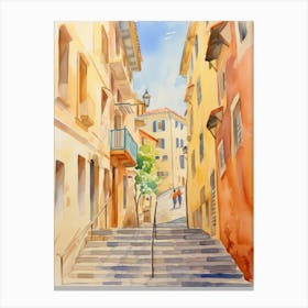 Ancona, Italy Watercolour Streets 4 Canvas Print