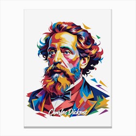 Charles Dickens 2 Portrait WPAP Pop Art Canvas Print