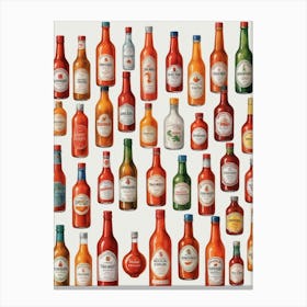 Colorful Hot Sauce Collection Canvas Print