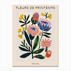 Spring Floral French Poster  Protea 2 Canvas Print