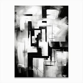 Enigmatic Encounter Abstract Black And White 3 Canvas Print