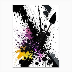 Black And Yellow Paint Splatters Canvas Print