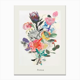 Protea 2 Collage Flower Bouquet Poster Canvas Print