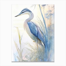 Blue Heron Aerial View Gouache 2 Canvas Print