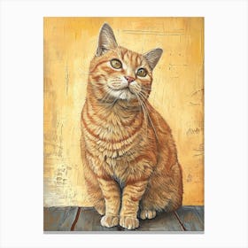 Chartreux Cat Relief Illustration 2 Canvas Print