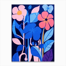 Blue Flower Illustration Impatiens 3 Canvas Print