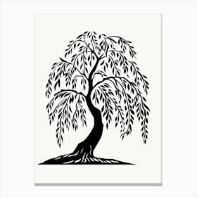Willow Tree Simple Geometric Nature Stencil 1 Canvas Print