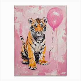 Cute Bengal Tiger 1 With Balloon Canvas Print