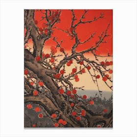 Ume Japanese Plum 1 Vintage Botanical Woodblock Canvas Print