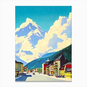 Bad Gastein 2, Austria Midcentury Vintage Skiing Poster Canvas Print