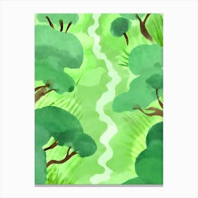 Watercolor Of A Forest green Canvas Print