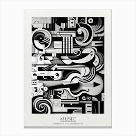 Music Abstract Black And White 6 Poster Canvas Print