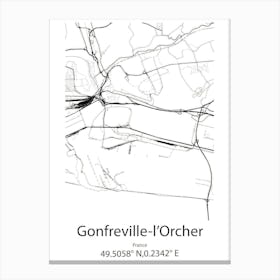 Gonfreville L Orcher,France Minimalist Map Canvas Print