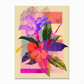 Fuchsia 2 Neon Flower Collage Canvas Print