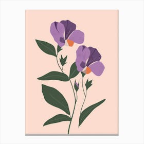 Purple Flowers On A Pink Background Canvas Print