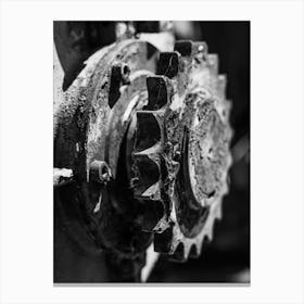 Black And White Image Of A Gear Canvas Print