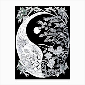 Colour Yin and Yang 5 Linocut Canvas Print