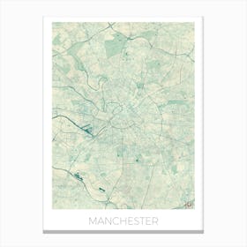 Manchester Map Vintage in Blue Canvas Print
