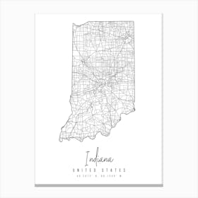 Indiana Minimal Street Map Canvas Print