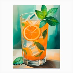 Vodka Cocktail With Mint And Orange Juice Canvas Print