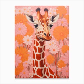 Floral Giraffe Portrait Canvas Print