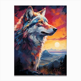 Wolf At Sunset Canvas Print