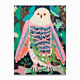 Maximalist Animal Painting Snowy Owl 1 Canvas Print