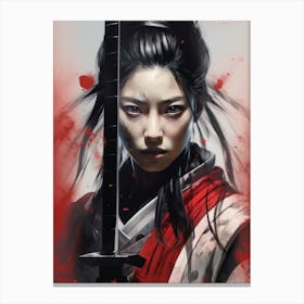 Samurai Woman with Katana Canvas Print