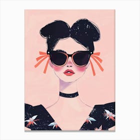 Asian Girl With Sunglasses 1 Canvas Print