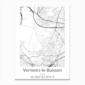 Verrieres Le Buisson,France Minimalist Map Canvas Print