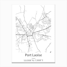 Port Laoise,Ireland Minimalist Map Canvas Print