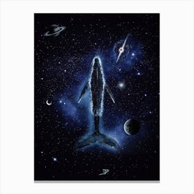 Blue Whale In The Middle Of A Spatial Ocean 1 Canvas Print