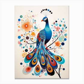 Bird Painting Collage Peacock 2 Canvas Print