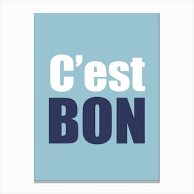 Cest Bon White And Blue Canvas Print