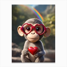 Monkey With Heart Canvas Print