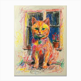 Orange Cat In Window Canvas Print