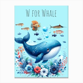 W For Whale Nursery Canvas Print