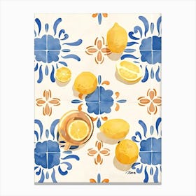 Lemons On Tile Canvas Print